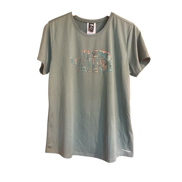 The North Face T Shirt Sage Green Elevation Polyester Flashdry Women’s Size M - Picture 1 of 6